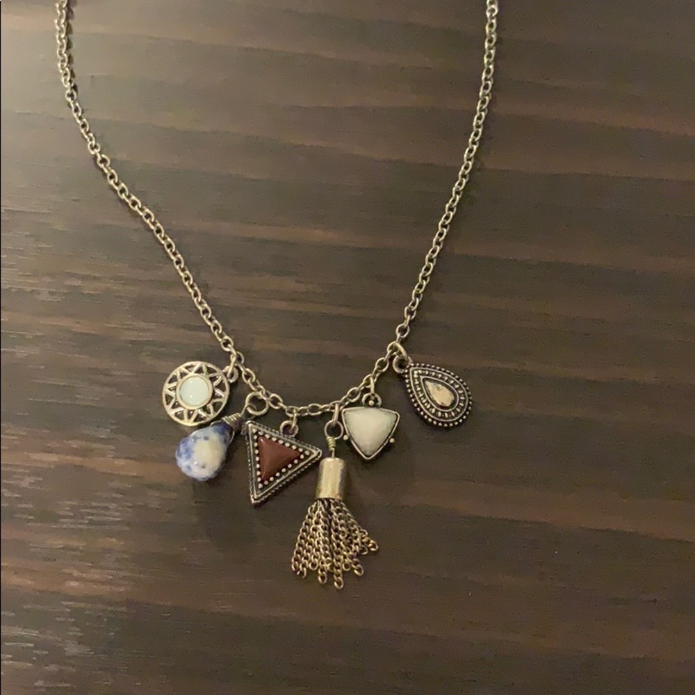 Long Charm & Silver Necklace